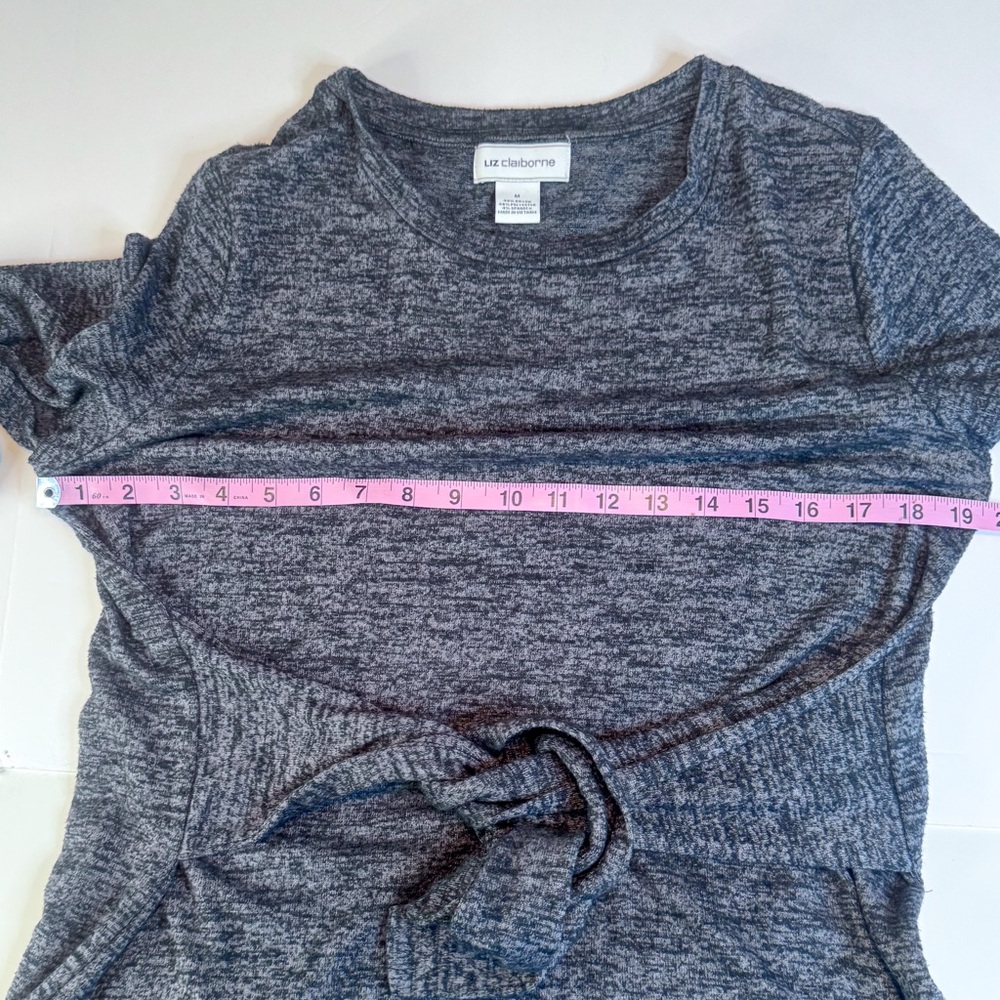 Liz Claiborne Heather Gray Tie-Waist Knit Dress | Size M - Picture 7 of 10